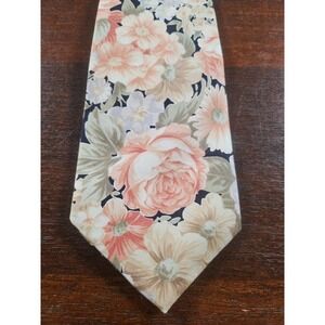 Lazarus Neck Tie Floral Sage Pink Black Design 60" Long 3" Wide
